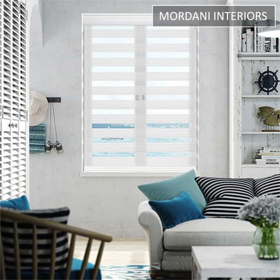 White Pleated Dual Shade Blind